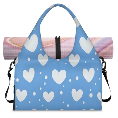 Yoga Bag for Women，Waterproof Polyester Gym Bag Detachable Strap,Shoe Pocket，Double Zipper,Geometric Pattern Design Duffel Bags