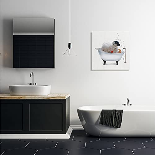 Image of Stupell Industries 'Fluffy County Goat in Bathtub Soap Bubbles'| Canvas Art | Stupell Industries | 24 x 24 Inches, Easy to Hang and Sturdy, Made in USA, by Donna Brooks