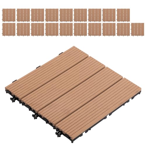 ぼん家具 ウッドパネル 人工木 20枚セット ジョイントタイル 30×30cm ウッドタイル ベランダ 樹脂製 簡単設置 カットできる チーク