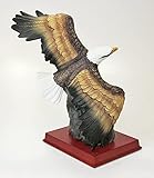 BANBERRY DESIGNS Eagle Statue - Hand Crafted and Hand Painted American Bald Eagle in Flight - Porcelain Figurine on a Wood Base - Measures 12.5' x 8'