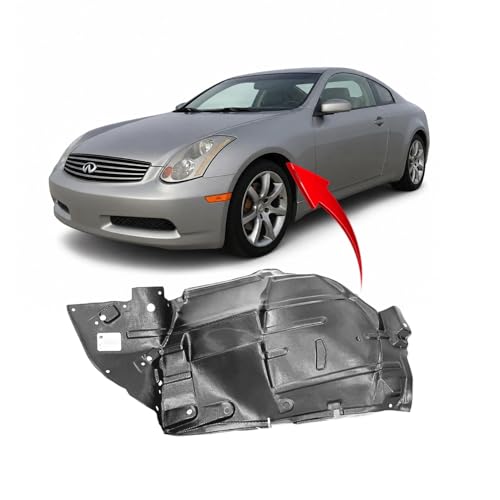 Image of Compatible with Infiniti G35 2003-2007 Front Left Fender Liner | Driver Side, Coupe, Plastic, Ready to Install, OEM 63845AM800, IN1250106