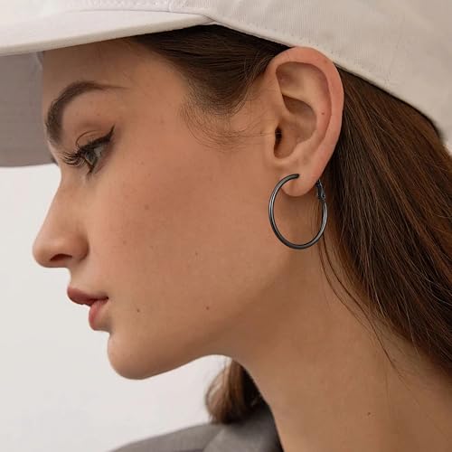 Image of Gacimy Gold Hoop Earrings for Women, 14K Gold Plated Thin Hoops