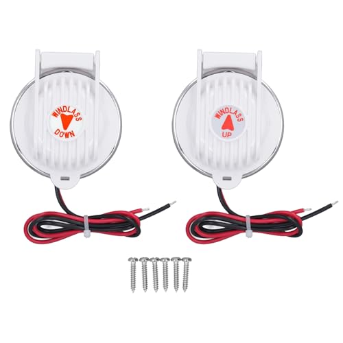 1 Pair Windlass Foot Switch with Cover for 12V or 24V Windlass, Universal Up Down Switch for Deck Anchor, PC and Stainless Steel Material, Rust Proof and Strong, Easy to Operate