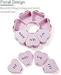 MOLN HYMY Cute Weekly Pill Box 7 Day, Round Floral Pill Case Organizer 1 time a Day, Pill Container Once Daily, Large Medcine Dispenser for Vitamin/Fish Oil/Medication/Supplements (Purple Pink)