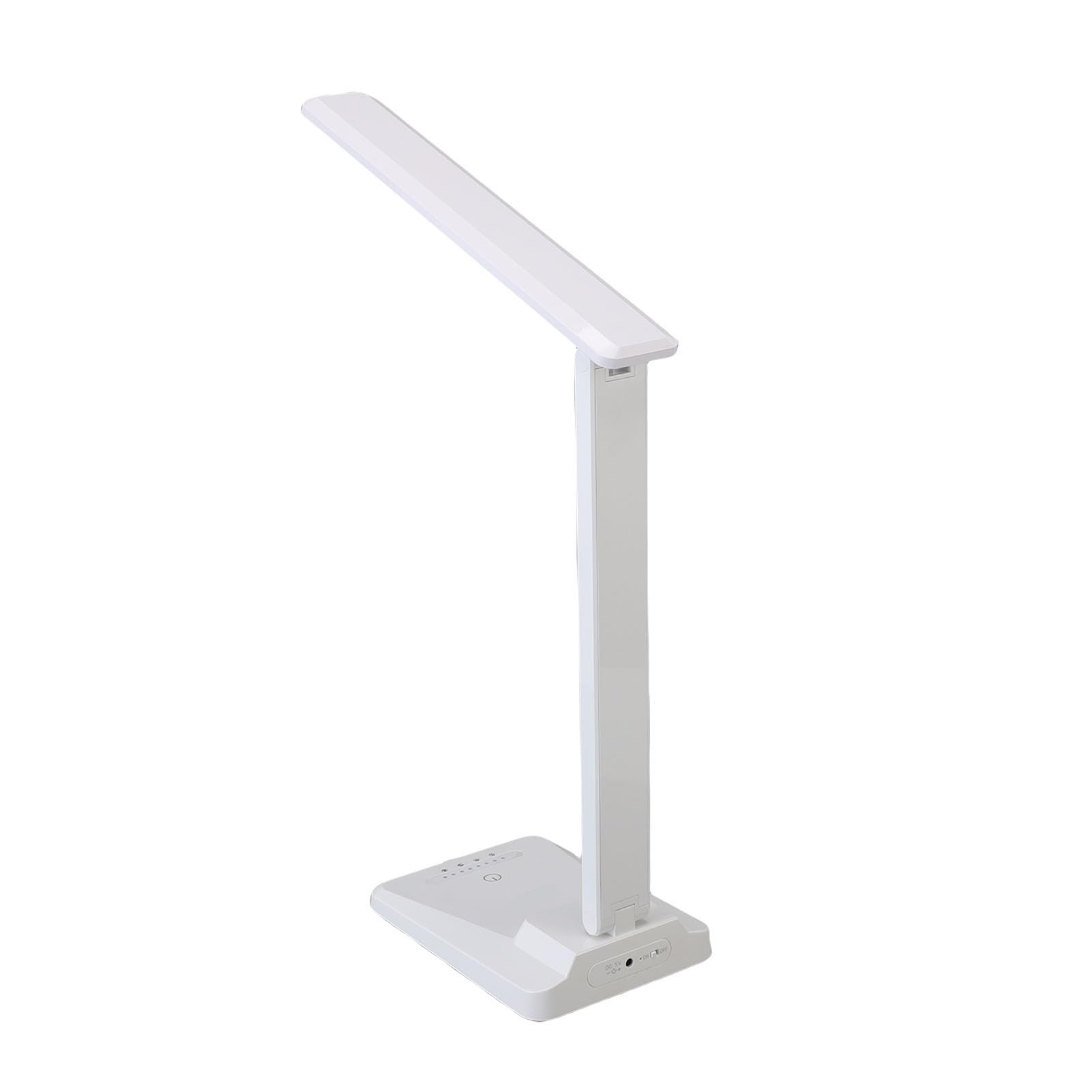 Lampada da Scrivania a LED, Lampada da Tavolo Dimmerabile Senza Fili con Porta di Ricarica USB, 4 modalità di Illuminazione, Design Pieghevole con luminosità 20-100 per Casa, Ufficio, Camera