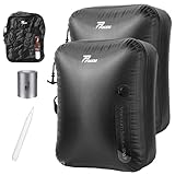 POIXM Vacuum Bags for Travel with Wireless Pump, 180° Open Zipper, IP67 Waterproof, Reusable Space Saver Compression Bags for Backpack, Suitcase, Home Storage(2 Pack + Pump)