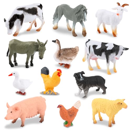 KILDOWS 12 peças figuras de animais de quinta brinquedos figuras animais animais Farm mini quinta realistas para meninos menina festas de aniversário