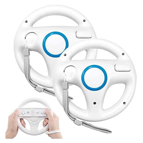GEEKLIN - Volante de carreras blanco de 2 piezas compatible con Mario Kart para volante de Wii, control remoto de juego de plástico Cover
