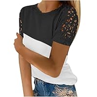 Top estivo da donna, t-shirt casual da donna, camicette da donna, camicie casual a maniche corte, maglione ampio e confortevole, scollo rotondo, taglia grande, tunica fluente, vestito, A03* Nero, XL