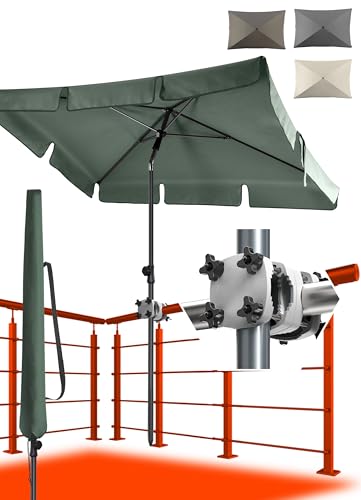 4smile Sonnenschirm Balkon SunnyShade, 200 x 125 cm, Grün - UPF 50+ Sonnenschirm rechteckig als Sonnenschutz Balkon - SunnyGuy Balkon-Schirm mit Sonnenschirmhalter + Sonnenschirmhülle