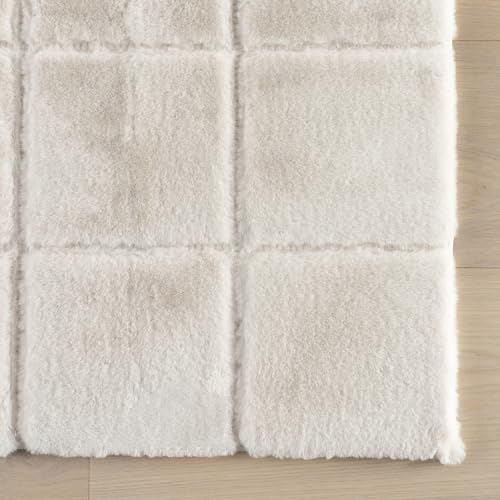 Tapete Rugs USA Tessera Grid Plush, 5x8, Blanco miniatura 4