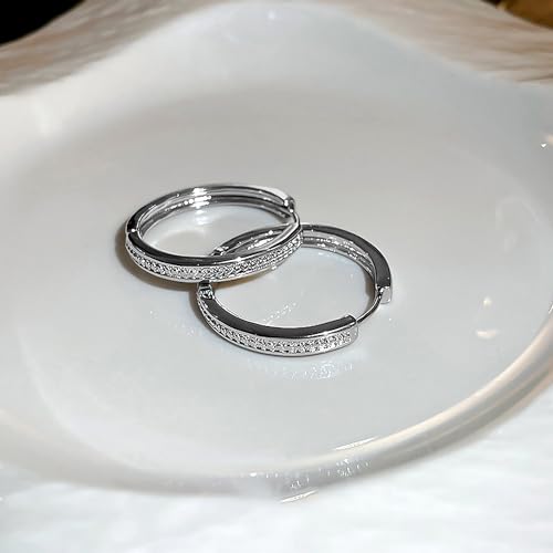 Image of Peora Silver Plated Cubic Zirconia Studded Hoop Earrings Trending Fashion Jewellery For Women & Girls
