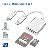 USB C to SD/MicroSD Card Reader Type C/Micro USB OTG Adapter Aluminum TF Card Memory Card Reader Camera reader Drive Recorder Video Reader Trail Cam Viewer for Android Tablets/PC/Laptop/phones/samsung
