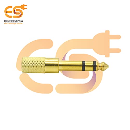 Image of Electronic Spices Mono 6.35mm male to 3.5mm female Golden color audio connectors pack of 2pcs