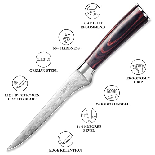 Paudin Boning Knife Super Sharp Fillet Knife 6 Inch German High Carbon Stainless Steel Flexible Kitchen Knife For Meat Fish Poultry Chicken With Ergonomic Handle #TOP4