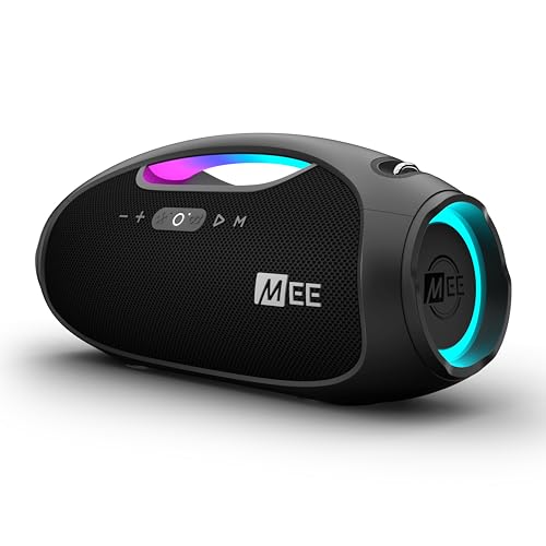 Image of MEE Audio PartySPKR Bluetooth Wireless Speaker, Powerful 60W RMS Stereo Sound, 2 Subwoofers, Dynamic LED Lighting, Party Mode for Connecting 100+ Portable Speaker for Indoor & Outdoor Use, Black