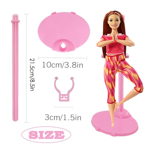 Image of 10 PCS Acrylic Doll Stands, Dolls Display Stands with Adjustable Waist Clip, Mini Doll Support Holder Stand for 11 to 13 Inch Dolls Action Figure Accessories (Pink)