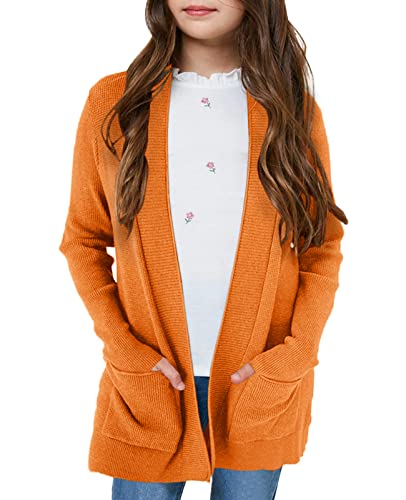Image of Girls Cardigan Kids Open Front Oversized Sweater with Pockets