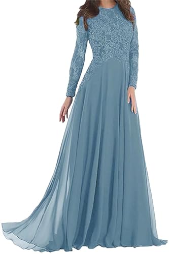 Lace Appliques Mother of The Bride Dresses Long Sleeves Formal Evening Gowns Elegant Chiffon Wedding Guest Dresses3