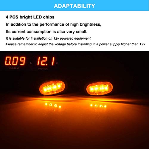 Boigoo Fender Flares Light for Ford Raptor F150 LTD F250 F350, Trucks/Pickup Side Marker Lights - Amber/Red Lights Smoked Lens 4LED Super Bright (Amber 4LED Amber Lens)