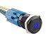 ESUPPORT 16mm 12V 3A Car Blue LED Light Power Metal Push Button Toggle Switch Socket Plug Latching Black Shell
