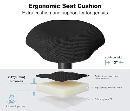 Image of Adult Wobble Stool - Anti-Fatigue Standing Desk Stool with 360 Rocking Non-Slip Curved Base, Height Adjustable 22-32 Inch Standing Chair for Home & Office,Walnut