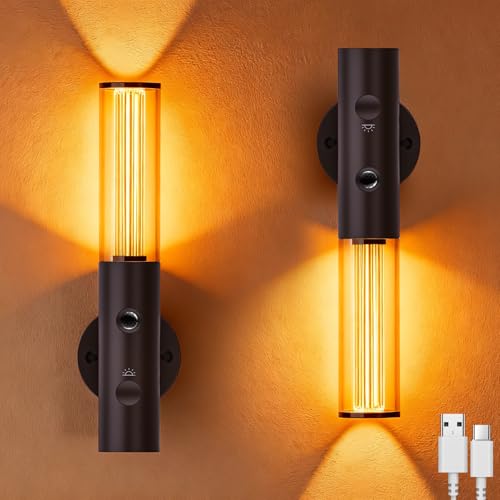 Image of 2Pack Motion Sensor LED Night Lights, Rechargeable Battery Operated Indoor Smart Motion Detector Nightlights with 3 Modes&3 Brightness, Auto Body Sensor Dimmable Wall Lamps for Closet Stairway Cabinet