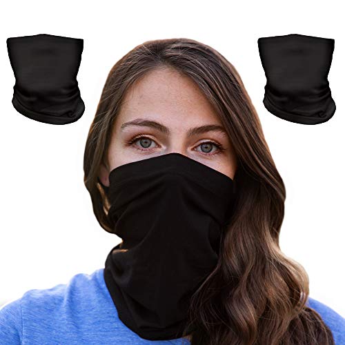 Bamboo Neck Gaiter for Men & Women | Breathable UV Dust Protection | Washable & Reusable | Black