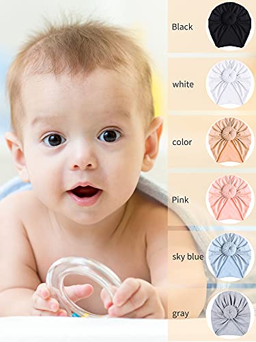 6 Pieces Baby Turbans Baby Hat Headbands Bows Newborn Beanie Nursery Head Wrap Soft Cute Toddler Cap For 0-3 Years Girls Baby (Fresh Colors) #TOP2
