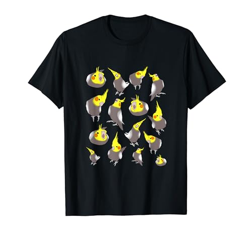 オカメインコの落書きパターン、鳥のミーム、面白いオウム、かわいい鳥 Tシャツ - FandomizedRose - 商品画像