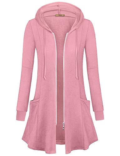 Image of Miusey Womens Zip Up Long Hoodie Jacket Lightweight Tunic Sweatshirt Open Front Cardigan