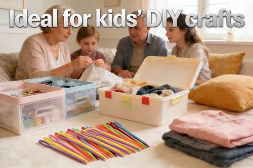 Image of Safety Craft Needles 50-Piece Set - Child-Safe Plastic Needles for Yarn & Knitting, Easy Threading Large Holes