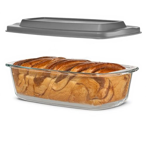 Razab LARGE 7.6 Cups/1800 ML/1.9 Qt Glass Loaf Pan with Lids - Meatloaf Pan BPA free Airtight Lids...