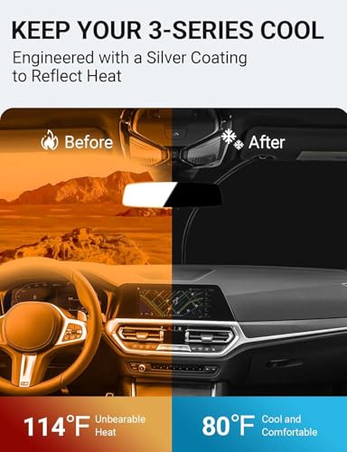 Image of Proadsy 2026 Upgrade Front Windshield Sun Shade Foldable Sunshade Protector Custom Fit 2019-2025 BMW 3-Series 3 Series 330i Luxury, Sport Line, M Sport, M340i Sedan Accessories
