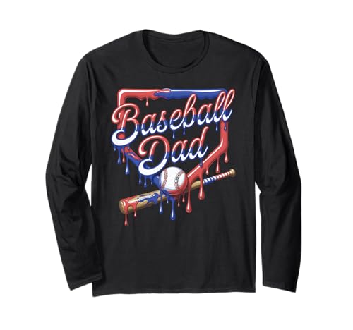 面白いダダお父さんの父親の日野球アイスクリームドリップバースデー 長袖Tシャツ