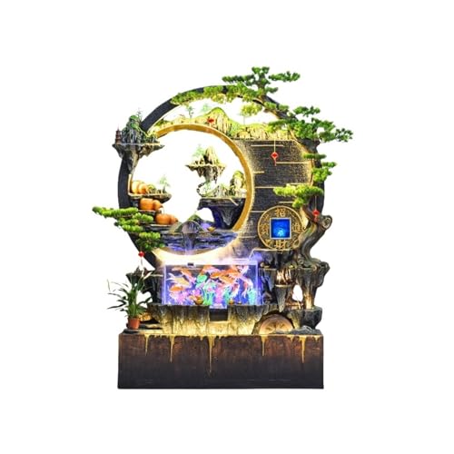 Jardin Fuente Grande de pie con rocalla, Pantalla de Pared con Fuente de Agua de Entrada, Adornos Decorativos for el Piso de la Sala de Estar Decoración de Patio(Pequeño)