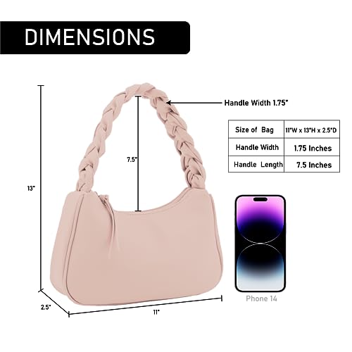 Image of Emperia Braided Top Handle Shoulder Bag For Women, Trendy Designer Small Hobo Tote Handbag