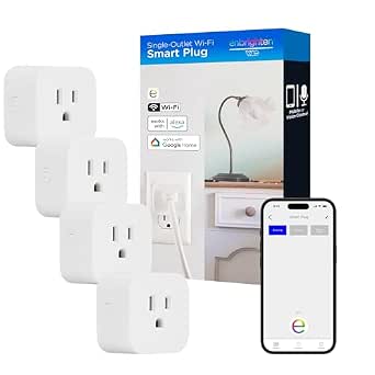 Enbrighten Matter Indoor Smart Plug, 1 Grounded Outlet, White, 4 Pack