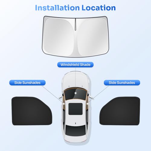 Image of Canvcle Window Shades for 1996-2026 Chevrolet /Chevy Express & GMC Savana Accessories Windshield Sun Shade Side Rear Window Covers Sunshade Shield Privacy Protection for Keep Vehicle Cool Black 3PCS