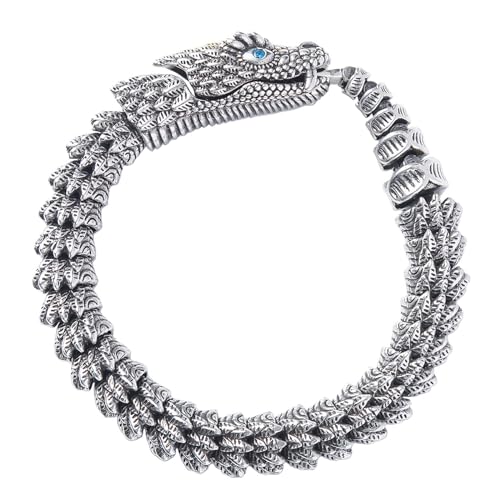 Bracelet viking Ouroboros Flongo en acier inoxydable noir pour homme