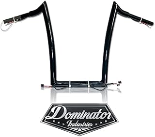 Pre Wired Dominator Industries 1 1/4 Inch Road Glide Meathook Ape Hanger Handlebars, 14 Inch Rise, Gloss Black for 2015-2022 Harley Road Glides