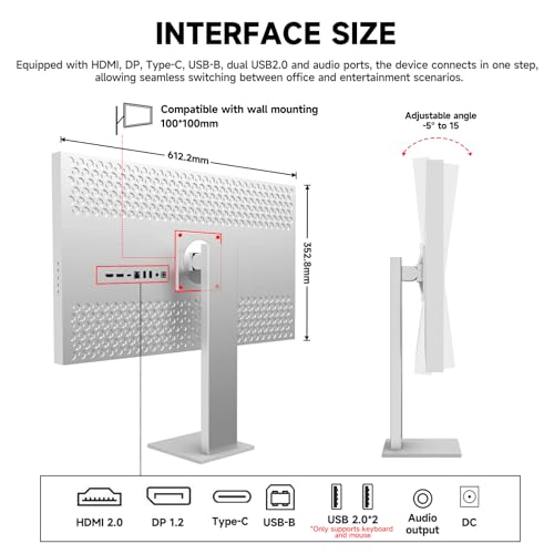 Image of Gawfolk 27-inch IPS 4K UHD Computer Monitor, Ultra-Clear (3840x2160p) PC Screen, 100% sRGB, 100% DCI-P3, Type-C, Display Port, HDMI, Built-in Speakers, Supports Height Adjustment and Rotation - Black