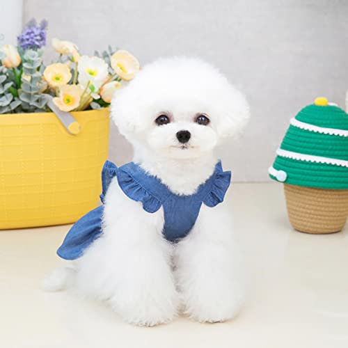 Dog Dress Puppy Luxury Skirt Dog Clothes Princess Dresses Wedding Evening Dress Tutu Skirt Denim Skirt For Small Dog Girl Navy Blue Xl #TOP4