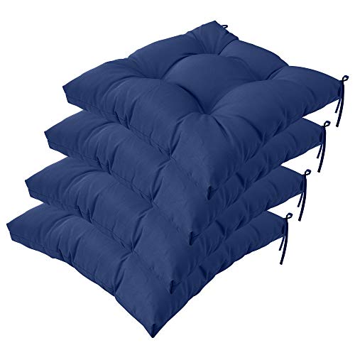 Image of QILLOWAY Indoor /Outdoor Square Seat Patio Cushion - 19-Inches,Pack of 4 (Navy)