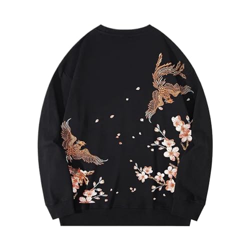 Hoodies vintage japonais phénix brodé pour un look unique