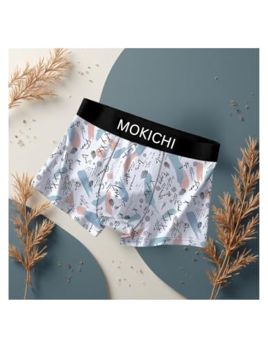 Image of Men's Printed Boxer Briefs | Soft Stretch Breathable Trunks for Men | Comfortable Mid-Rise Innerwear with Elastic Waistband | Everyday Wear | Geometric Print