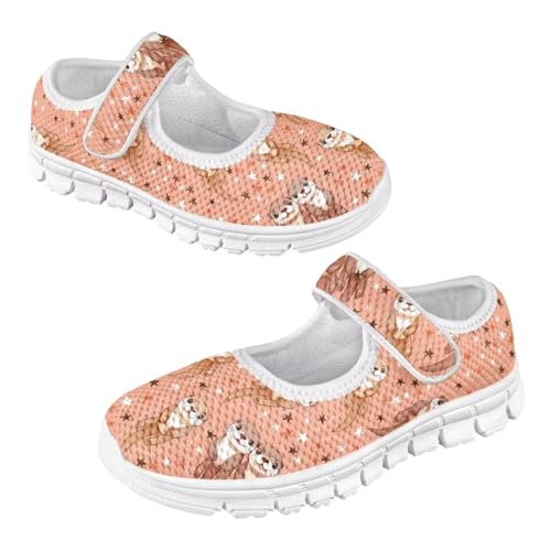 Cute Animals Print Girls Mary Jane Shoes Mesh School Sneaker Toddler Breathable Dress Shoes for Hiking Camping Travel2