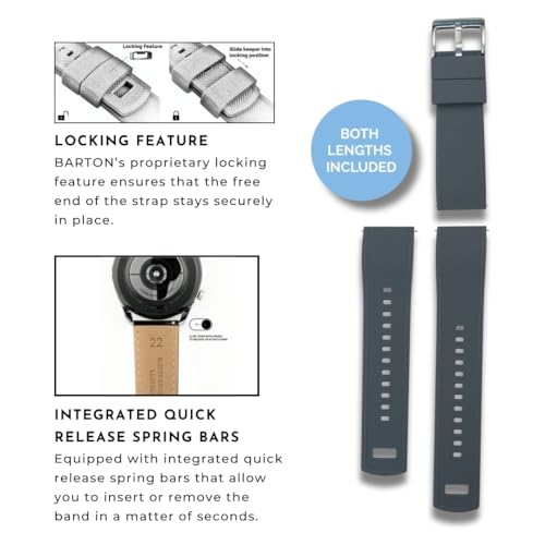 Image of BARTON Elite Silicone Watch Bands - Quick Release - Choose Strap Color & Buckle Color (Stainless Steel, Black PVD or Gunmetal Grey) - 18mm, 20mm, 22mm & 24mm Watch Straps