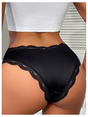 SweatyRocks Women's Satin Silk Lace Hipster Panties Seamless Briefs Underwear Underpant4