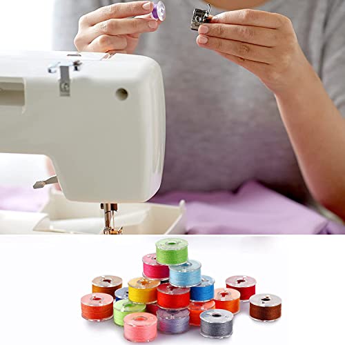 Sewing Machine Bobbins,Plastic Bobbins for Sewing Machine Universal Clear Bobbins with Bobbin Case Sewing Machine Accessories (25 PCS, Transparent)
